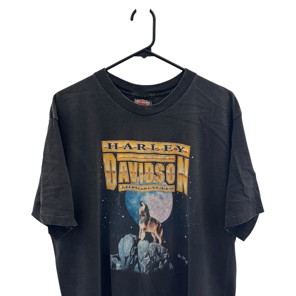 Vintage Harley Davidson single stitch Snell Michigan wolf graphic t shirt